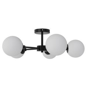 Better Homes & Gardens Five Globe Flush Mount Ceiling Light Matte Black Finish，T6×5 40W Soft White, Candelabra Base, Dimmable, 1 Pack
