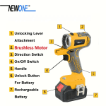NEWONE Cordless Power Tool Combo Kit 18V 5-Tool Set Impact Wrench, Drill, Circular Saw, Palm Sander, Reciprocating Saw Include Batteries and Charger Cordless Power Tool Set