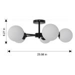 Better Homes & Gardens Five Globe Flush Mount Ceiling Light Matte Black Finish，T6×5 40W Soft White, Candelabra Base, Dimmable, 1 Pack
