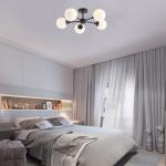 Better Homes & Gardens Five Globe Flush Mount Ceiling Light Matte Black Finish，T6×5 40W Soft White, Candelabra Base, Dimmable, 1 Pack