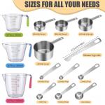 LUIISIS 14-Piece Measuring Cups and Spoons Set, Nesting Stainless Steel Measuring Cups Spoons with Plastic Measuring Cup for Dry and Liquid Ingredients, Kitchen Cooking & Baking Gadgets