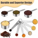 LUIISIS 14-Piece Measuring Cups and Spoons Set, Nesting Stainless Steel Measuring Cups Spoons with Plastic Measuring Cup for Dry and Liquid Ingredients, Kitchen Cooking & Baking Gadgets