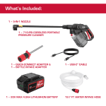 Hyper Tough 710 PSI 20V Brushless Cordless Portable Pressure Cleaner with 20V Max 4.0Ah Battery and Charging Cable