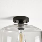 Better Homes & Gardens 12" Architectural Semi Flush Ceiling Light, Black Finish Clear Glass Shade