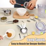 LUIISIS 14-Piece Measuring Cups and Spoons Set, Nesting Stainless Steel Measuring Cups Spoons with Plastic Measuring Cup for Dry and Liquid Ingredients, Kitchen Cooking & Baking Gadgets