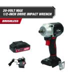Hyper Tough 20V Max Compact Brushless 1/2-inch Impact Wrench with 2.0Ah Lithium-Ion Battery and Charger, 350 ft-lbs Torque
