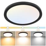 Hlite 12" LED Ceiling Light,3CCT Selectable Flush Mount Light,Ultra-Thin,Damp Rated Lighting Fixtures for Bedroom,Bathroom,Kitchen,Utility Room,Black