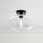 Better Homes & Gardens 12" Architectural Semi Flush Ceiling Light, Black Finish Clear Glass Shade