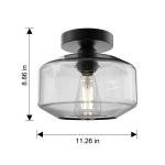 Better Homes & Gardens 12" Architectural Semi Flush Ceiling Light, Black Finish Clear Glass Shade