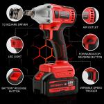 Cordless Impact Wrench, UNTIMATY 1/2 inch Brushless Impact Gun, Max Torque 320 Ft-lbs（430N.m） Impact Wrench with 21V Brushless Motor, with 3.0Ah Li-ion Battery & 7 Sockets,Red