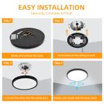 Hlite 12" LED Ceiling Light,3CCT Selectable Flush Mount Light,Ultra-Thin,Damp Rated Lighting Fixtures for Bedroom,Bathroom,Kitchen,Utility Room,Black