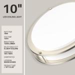 DYMOND 10" LED Ceiling Light Flush Mount Adjustable Color Temperature Dimmable Brushed Nickel Double Ring