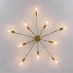 Garwarm 10 Lights Modern Sputnik Ceiling Chandelier Gold Industrial Ceiling Lamp Mid Century Semi Flush Mount Ceiling Light Fixture for Kitchen Dining Room Living Room Bedroom Foyer Lighting