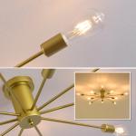 Garwarm 10 Lights Modern Sputnik Ceiling Chandelier Gold Industrial Ceiling Lamp Mid Century Semi Flush Mount Ceiling Light Fixture for Kitchen Dining Room Living Room Bedroom Foyer Lighting
