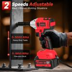 Cordless Impact Wrench, UNTIMATY 1/2 inch Brushless Impact Gun, Max Torque 320 Ft-lbs（430N.m） Impact Wrench with 21V Brushless Motor, with 3.0Ah Li-ion Battery & 7 Sockets,Red