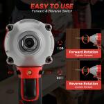 Cordless Impact Wrench, UNTIMATY 1/2 inch Brushless Impact Gun, Max Torque 320 Ft-lbs（430N.m） Impact Wrench with 21V Brushless Motor, with 3.0Ah Li-ion Battery & 7 Sockets,Red