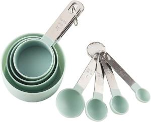 8-Piece Measuring Spoon and Cup Set, Green, Baking Tools, Kitchen Gadgets