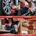 Cordless Impact Wrench, UNTIMATY 1/2 inch Brushless Impact Gun, Max Torque 320 Ft-lbs（430N.m） Impact Wrench with 21V Brushless Motor, with 3.0Ah Li-ion Battery & 7 Sockets,Red