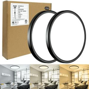 JOUALY 12 Inch 2Pack Flush Mount LED Ceiling Light Fixture with 3 Adjustable Color Options,28 Watt Round Thin Ceiling Lamp Surface Mount for Kitchen Bedroom Utility Laundry Closet Room