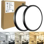 JOUALY 12 Inch 2Pack Flush Mount LED Ceiling Light Fixture with 3 Adjustable Color Options,28 Watt Round Thin Ceiling Lamp Surface Mount for Kitchen Bedroom Utility Laundry Closet Room