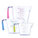 Lumikrypt 3 Piece Plastic Measuring Cups Set, BPA Free Liquid Measuring Beakers for Baking Cooking with Handle & Spout, Easy Read and Wash