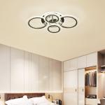 Garwarm Modern Ceiling Light 58W Dimmable Flush Mount LED Ceiling Lamp 4 Rings Acrylic Ceiling Chandelier for Living Room Dining Room Bedroom,Chrome