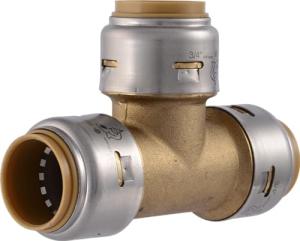 SharkBite Max 3/4 Inch Tee, Push to Connect Brass Plumbing Fitting, PEX Pipe, Copper, CPVC, PE-RT, HDPE, UR370A