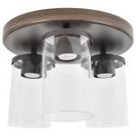 Better Homes & Gardens 12" Farmhouse 3-Light Walnut Flush Mount Ceiling Light, Clear Glass Shades