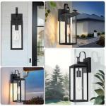 16'' Large Outdoor Wall Lights 2 Packs, Black Exterior Lighting Fixtures, Waterproof Outside Lights for House, Modern Outdoor Sconce Porch Light, Farmhouse Wall Lanterns for Front Door, Patio, Garage
