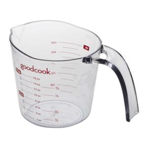 Measuring Cup, Plastic, Measures Liquid with Ounces and Mililiters, Goodcook, Clear Kitchenware