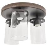 Better Homes & Gardens 12" Farmhouse 3-Light Walnut Flush Mount Ceiling Light, Clear Glass Shades