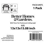 Better Homes & Gardens 3 Tier Ceiling Light Satin Nickle Includes 3Pcs ST19 Light Bulbs