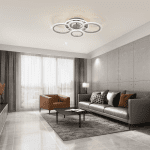 Garwarm Modern Ceiling Light 58W Dimmable Flush Mount LED Ceiling Lamp 4 Rings Acrylic Ceiling Chandelier for Living Room Dining Room Bedroom,Chrome