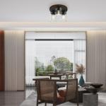 Better Homes & Gardens 12" Farmhouse 3-Light Walnut Flush Mount Ceiling Light, Clear Glass Shades