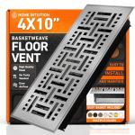 4X10 Floor Vent Covers Floor Register with Mesh Cover Trap, Heat and Air, Walkable Metal Floor Register for HVAC Duct, Basketweave, Light Grey