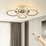 Garwarm Modern Ceiling Light 58W Dimmable Flush Mount LED Ceiling Lamp 4 Rings Acrylic Ceiling Chandelier for Living Room Dining Room Bedroom,Chrome