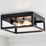 Better Homes & Gardens 12" Modern Square Flushmount Ceiling Light, Matte Black Finish, E26 Socketed