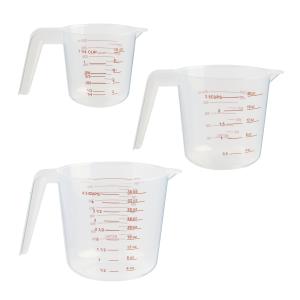 Mainstays 3-Piece Tapered Spout Nesting Plastic Measuring Cups Set, Clear