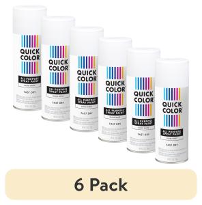 (6 pack) White, Quick Color All Purpose Gloss Spray Paint-391191, 10 oz