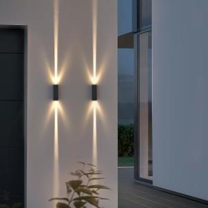 Outdoor Wall Light 2Pack, LED Up and Down Lights, IP65 Aluminum Waterproof Outdoor Wall Lamps, Modern Porch Lantern Spotlights, 3000k 6W Black Exterior Wall Sconces