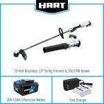 HART 20-Volt 13-inch Brushless Combo Kit, (1) 4.0Ah Lithium-Ion Battery