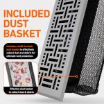 4X10 Floor Vent Covers Floor Register with Mesh Cover Trap, Heat and Air, Walkable Metal Floor Register for HVAC Duct, Basketweave, Light Grey
