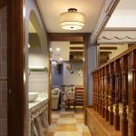 FRIDEKO HOME 12.6inch Semi Flush Mount Ceiling Light, 3-Light Ceiling Light with 2-Layer Linen Fabric Shade, Farmhouse Drum Ceiling Lighting for Bedroom Hallyway Living Room Kitchen(Withou Bulb)