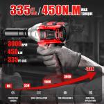Cordless Impact Wrench, UMTIMATY Power 1/2 inch Brushless Impact Gun, Max Torque 350 ft-lbs（450N.m) Impact Drill with 20V Brushless Motor, with 2 x 2.0Ah Li-ion Battery & 7 Sockets,9 Drill,6 Screws