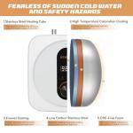 KENUOS Under Sink Instant Hot Water Heater,2.5 Gallon Mini Tank Water Heaters with LED Display,1500W 120V Small Water Heater 1/2" NPT for RV,Kitchen,Compact Design with T&P Valve,3-Way Fitting Valve