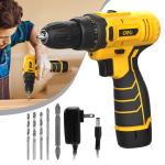Deli 12V Max Lithium-Ion Cordless Impact Drill Driver Set, Electric Screwdriver Driver Tool Kit, 3/8" Keyless Chuck,,with 2.0Ah Battery,Charger