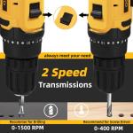 Deli 12V Max Lithium-Ion Cordless Impact Drill Driver Set, Electric Screwdriver Driver Tool Kit, 3/8" Keyless Chuck,,with 2.0Ah Battery,Charger