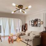 JOPESO 5-Lights Chandelier Flush Mount Ceiling Light Fixture Modern Mid Century Sputnik Farmhouse Chandelier Lighting for Dining Living Room kitchen Bedroom