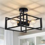 4-Light Semi Flush Mount Ceiling Light Fixtures Industrial Metal Cage Ceiling Lamp Fixtures Flush Mount Ceiling Lighting for Hallway Porch Kitchen Bathroom