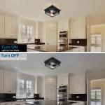 2 Light Rustic Farmhouse Flush Mount Ceiling Light Industrial Metal Light Fixture for Hallway Bedroom Kitchen, Oil Rubbed Black